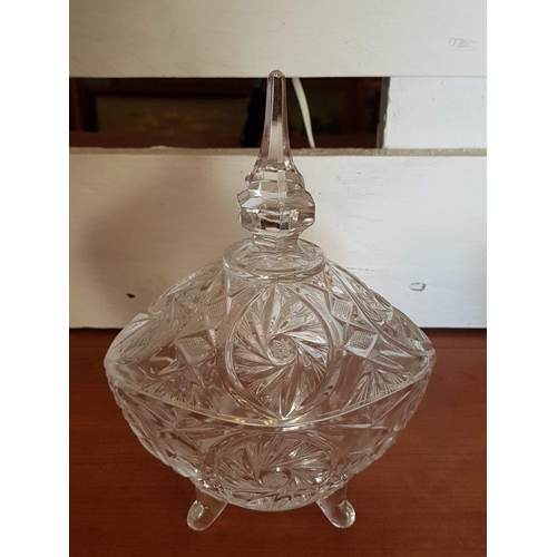 412 - Bohemia Crystal Collection; 2 x Matching Vases (24.cm), Sweet Bowl with Irregular Shape on Small Leg... 