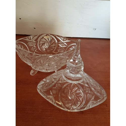 412 - Bohemia Crystal Collection; 2 x Matching Vases (24.cm), Sweet Bowl with Irregular Shape on Small Leg... 