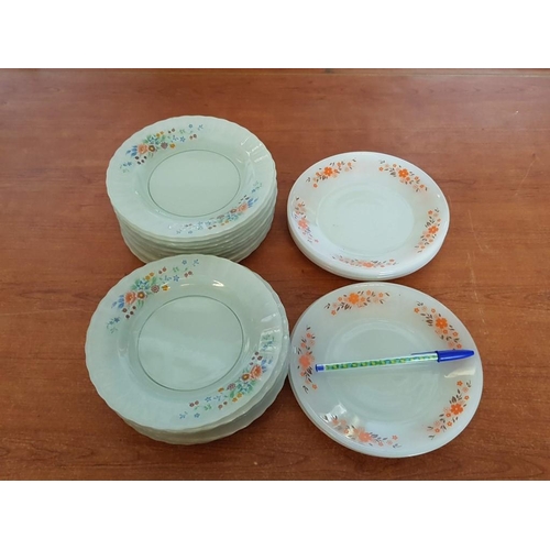 445 - Qty of Retro Pyrex Style Cake / Side Plates; 6 x 'Termocrisa' Orange Flowers Pattern, 23 x Colourful... 