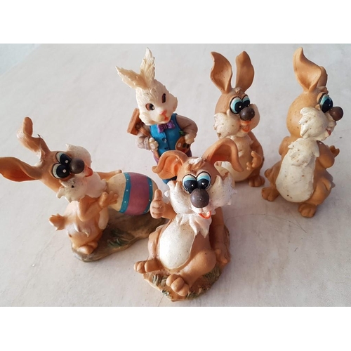 88 - 5 x Retro Plastic Toy Bunnies, (Approx. H: 10-15cm)