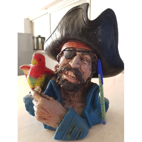 90 - Retro Pirate Captain Bust, Replica After Universal Statuary Copr. Chicago by V. Kendrink, (Approx. H... 