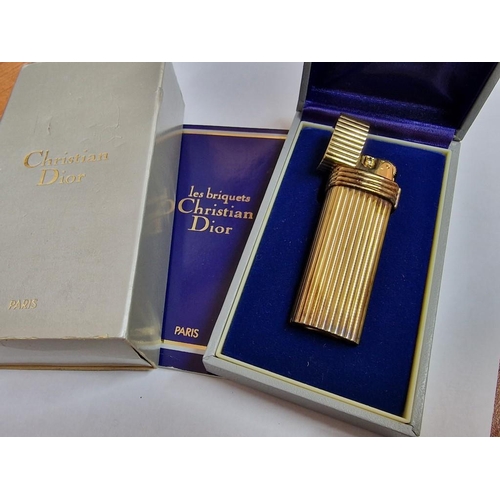 130 - Christian Dior, Paris, Gold Plated Les Briquets Lighter, (Ref: 10303 CD), Used, but in Original Pres... 