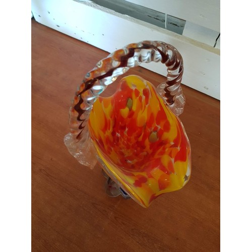 168 - Iconic 80's Multi-Colour Art Glass  Home Decor, (Murano Style); 2 x Baskets (H: 42cm and 36cm) and 2... 