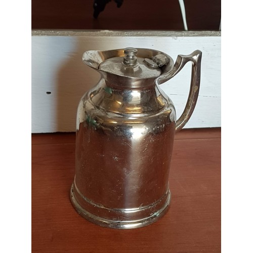 413 - Retro Style Stainless Steel Tableware; 3 x Tea / Coffee Pots, 2 x Milk Jugs, Sugar Bowl and Hot Wate... 