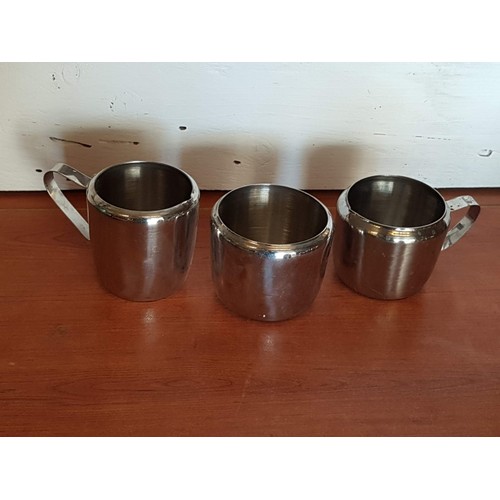 413 - Retro Style Stainless Steel Tableware; 3 x Tea / Coffee Pots, 2 x Milk Jugs, Sugar Bowl and Hot Wate... 