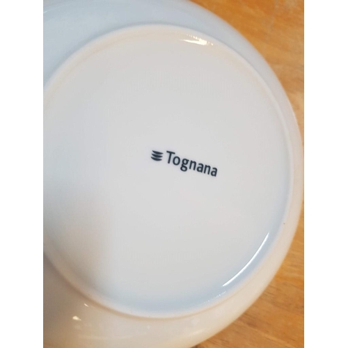 415 - 'Tognana' Black & White Porcelain 6-Place Dinner Set with Ethnic Pattern, (6 x Soup Bowls, 6 x Dinne... 