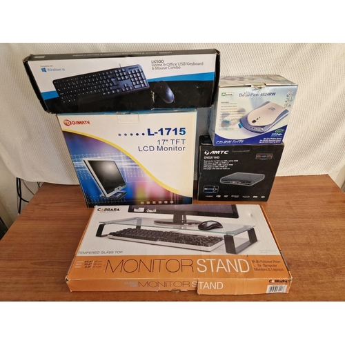 586 - Collection of Boxed Computer / Electronic Items; Carrara Monitor Stand, Digimate L-1715 17'' TFT LCD... 