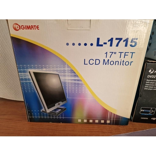 586 - Collection of Boxed Computer / Electronic Items; Carrara Monitor Stand, Digimate L-1715 17'' TFT LCD... 