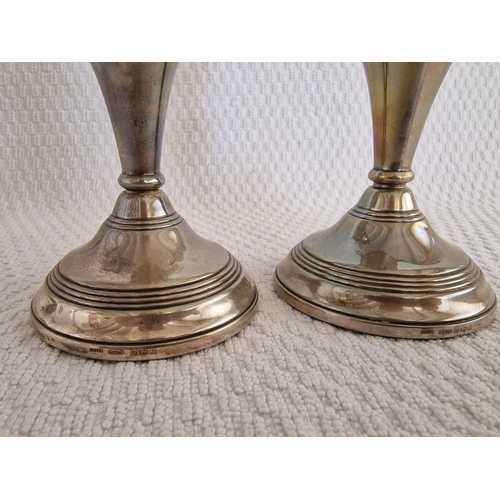 103 - Pair of Sterling Silver Candlesticks, English, 20th Century, (Approx. H: 14cm, Total Weight 385g, In... 