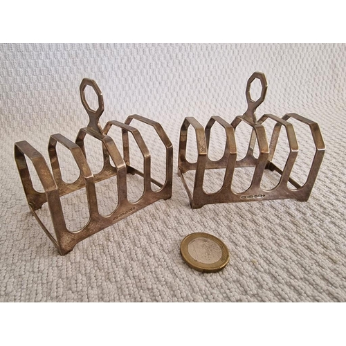 105 - Matching Pair of Sterling Silver Toast Racks, 4-Slice, English, (Approx. 7.5 x 4.5 x 7.5cm Overall e... 