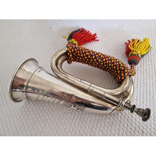 111 - Fascinating Rare Antique / Edwardian (1860) Sterling Silver Regimental / Military Presentation Bugle... 