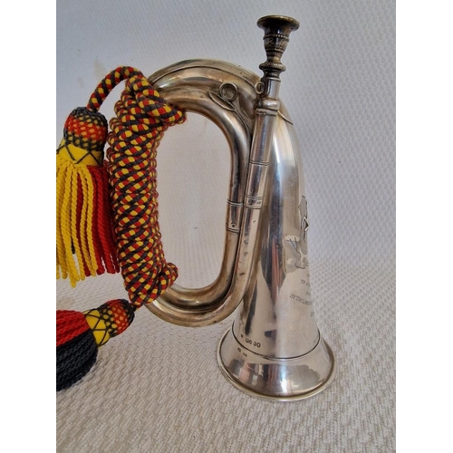 111 - Fascinating Rare Antique / Edwardian (1860) Sterling Silver Regimental / Military Presentation Bugle... 