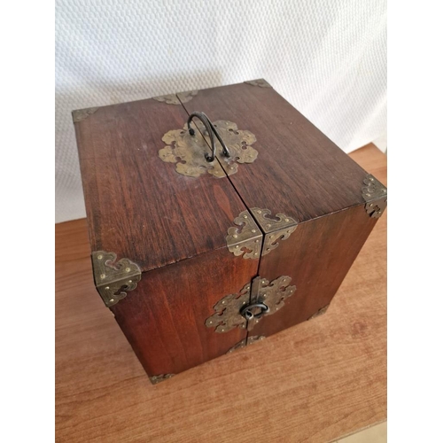 59 - Vintage Chinese Rosewood Folding Portable Apothecary Chest / Travelling Medicine Cabinet (or Table T... 