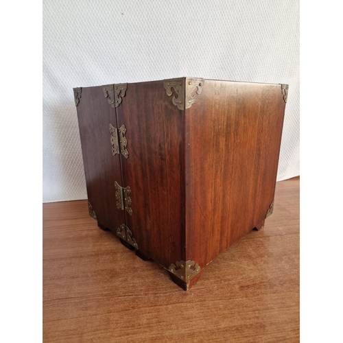 59 - Vintage Chinese Rosewood Folding Portable Apothecary Chest / Travelling Medicine Cabinet (or Table T... 