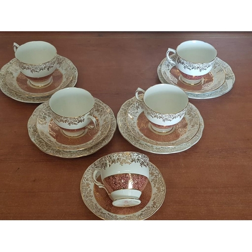 418 - Antique Fine Bone China 'Milford, Salisbury' Tea / Coffee Set with Highly Ornate Gold Rim and Pink B... 