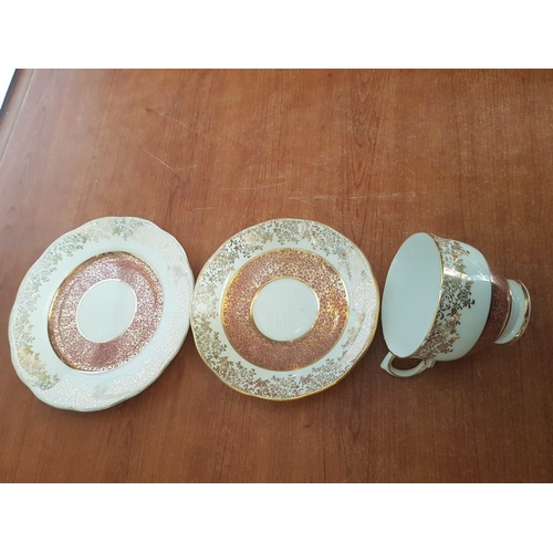 418 - Antique Fine Bone China 'Milford, Salisbury' Tea / Coffee Set with Highly Ornate Gold Rim and Pink B... 