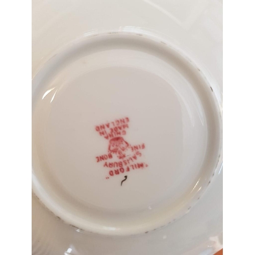 418 - Antique Fine Bone China 'Milford, Salisbury' Tea / Coffee Set with Highly Ornate Gold Rim and Pink B... 