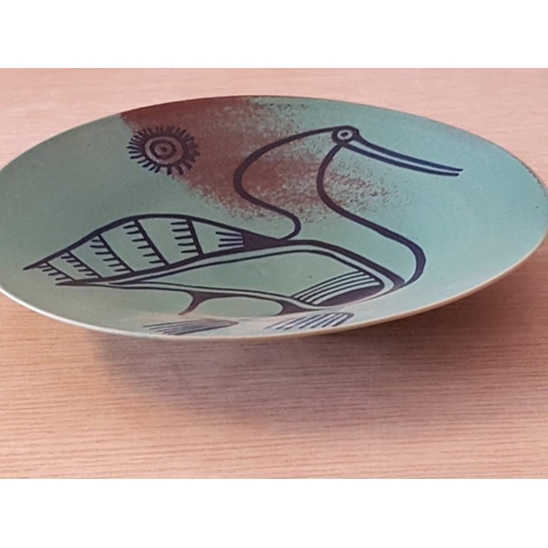 427 - Modern Folk Art Style, Turquoise Ceramic Cup & Plate, Late 20th or Early 21st Century, (Approx. Ø: 2... 