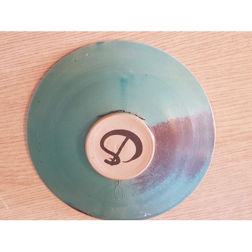 427 - Modern Folk Art Style, Turquoise Ceramic Cup & Plate, Late 20th or Early 21st Century, (Approx. Ø: 2... 