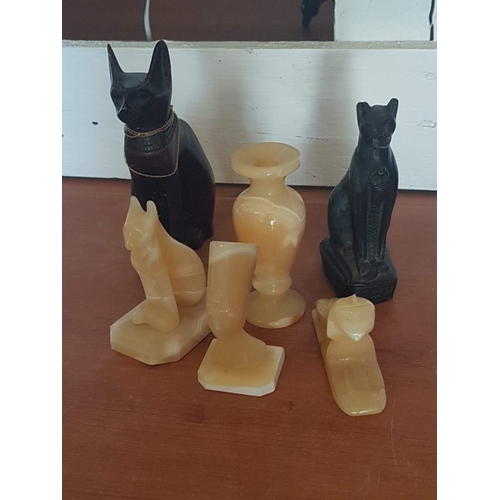 529 - Alabaster and Wooden Egyptian Souvenirs / Ornaments, (6)