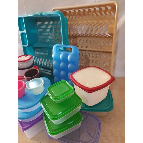 533 - Large Collection of Assorted Kitchen Accessories; Plastic Containers with Lids, Stainless Steel Bowl... 