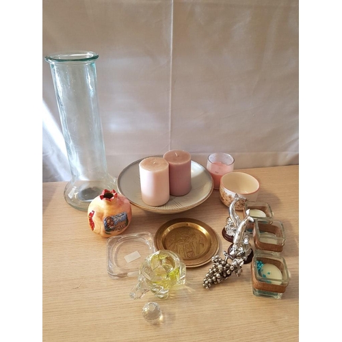 536 - Collection of Home Decor Items; Modern Vase, Decorative Bowl, Candles and Holders, Ornaments, etc