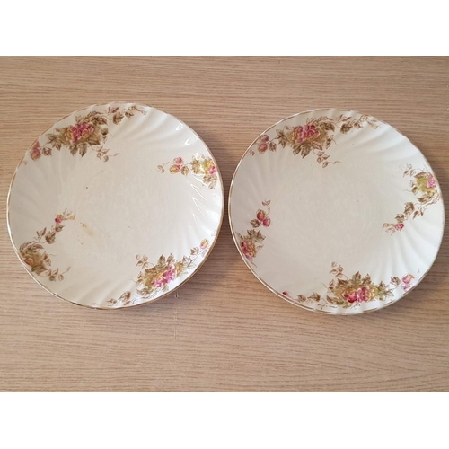 537 - Pair of Porcelain Plates with Wild Roses Pattern, (Approx. Ø: 23.5cm each), (2)