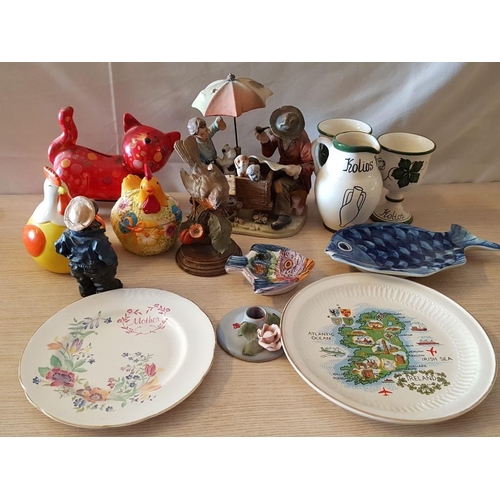 538 - Large Collection of Assorted Ornaments, Home Decor; Incl. Ceramic Wine Jar with Goblets, Decorative ... 