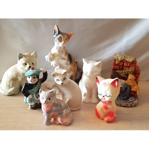 575 - Collection of 8 x Porcelain and Ceramic Cat Figurines, (8)