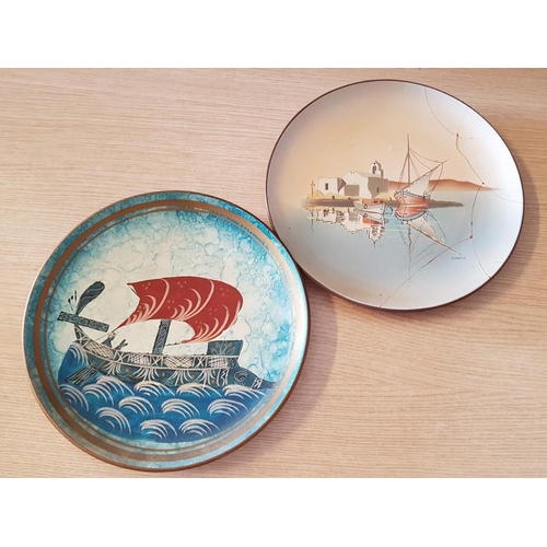 584 - 5 x Hand Painted Decorative Greek Souvenir Plates, (Max. Approx. Ø: 32,5cm), (5)