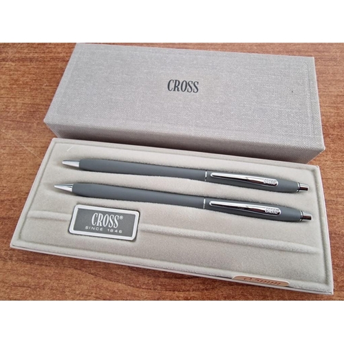 683 - Cross Gray Colour Ball Point Pen and Pencil Set, (Model: 210105) in Original Presentation Box