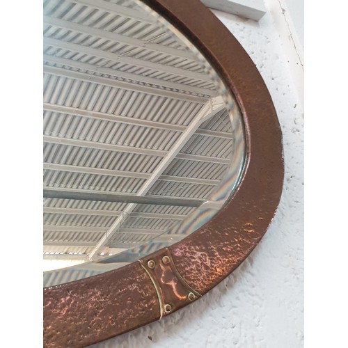 773 - Vintage Oval Mirror in Heavy Wood / Copper Frame (53 x 84cm)