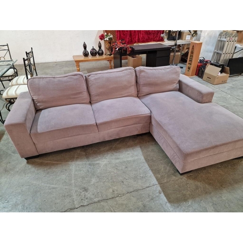 780 - Salmon Colour Fabric 3-Seater Sofa with Leg Extension / 'L' Shape Corner Sofa