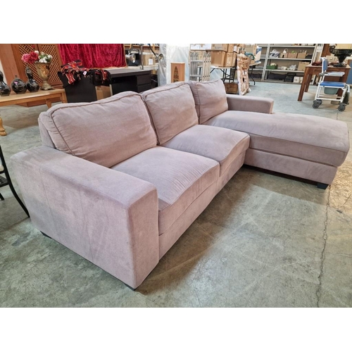 780 - Salmon Colour Fabric 3-Seater Sofa with Leg Extension / 'L' Shape Corner Sofa