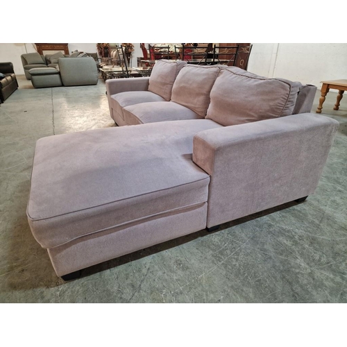 780 - Salmon Colour Fabric 3-Seater Sofa with Leg Extension / 'L' Shape Corner Sofa