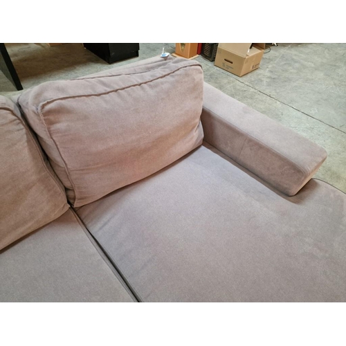 780 - Salmon Colour Fabric 3-Seater Sofa with Leg Extension / 'L' Shape Corner Sofa