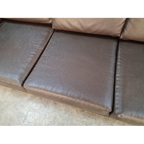 781 - Brown Leatherette 3-Piece Suite; 3 Seater Sofa, 2 Seater Sofa and Matching Armchair, (3)