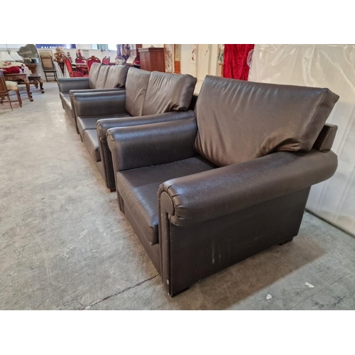 781 - Brown Leatherette 3-Piece Suite; 3 Seater Sofa, 2 Seater Sofa and Matching Armchair, (3)