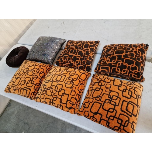 782 - 7 x Scatter Cushions; 3 x Modern Orange & Brown, Contrasting Pair and 2 x Others, (7)