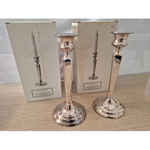 735 - Pair of 'London Silver Vault' 10'' Candlesticks, by 'Restoration Hardware', in Original Boxes (Solid... 