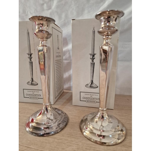 735 - Pair of 'London Silver Vault' 10'' Candlesticks, by 'Restoration Hardware', in Original Boxes (Solid... 