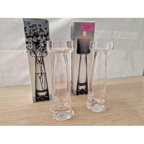 736 - Pair of Dartington Crystal 'FT331' Conical Candleholders / Vases, in Original Boxes, Designed by Fra... 