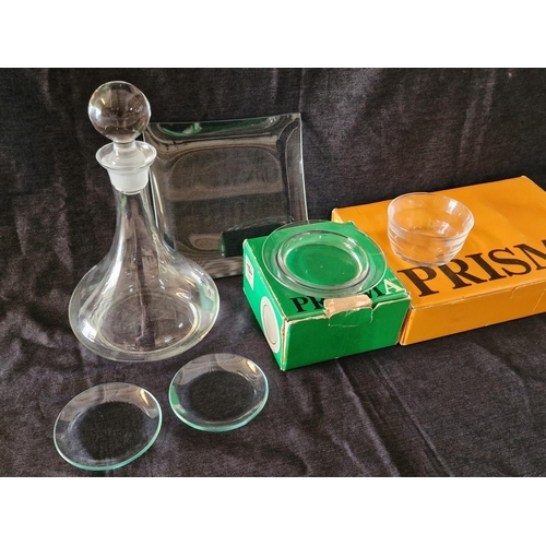 738 - Boxed Set of 'Prisma' 6 x Glass Dishes and 6 x Plates (Made in Finland), Together with Ships Decante... 