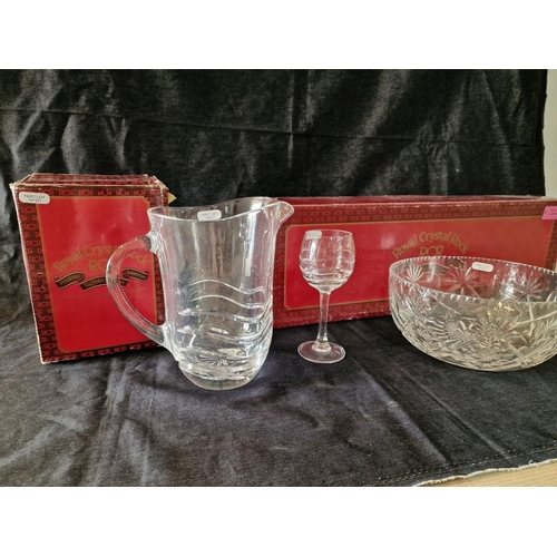 739 - Boxed Set of 6 x RCR (Royal Crystal Rock) Wine Glass and 'Elsa' Jug, Together with Other Crystal Fru... 