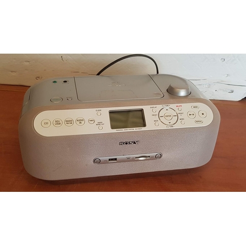 763 - Sony Personal Audio System, (Model No. Z5-R100CP), CD, USB, Radio, Clock, (Untested)