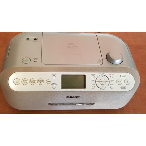 763 - Sony Personal Audio System, (Model No. Z5-R100CP), CD, USB, Radio, Clock, (Untested)