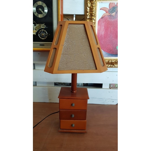 760 - Retro Wooden Table Lamp with Chest of Drawers Base (Approx. H: 61cm), Circa 1990's,