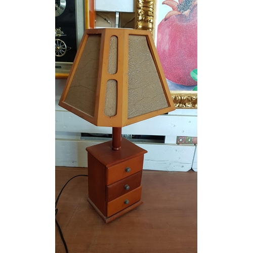 760 - Retro Wooden Table Lamp with Chest of Drawers Base (Approx. H: 61cm), Circa 1990's,