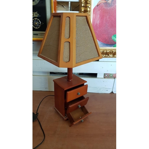 760 - Retro Wooden Table Lamp with Chest of Drawers Base (Approx. H: 61cm), Circa 1990's,