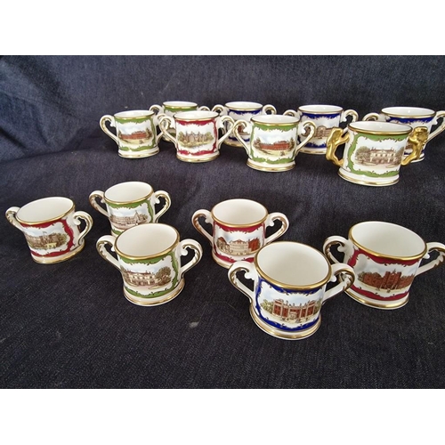 33 - Full Set / Collection of 12 x Royal Doulton Miniature Loving Cups, Hand Crafted Twin Handle Cups, Ma... 